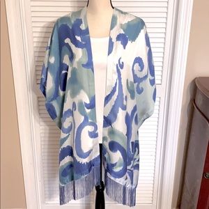 Whimsical Scroll Silk Ruana Wrap (NWT)